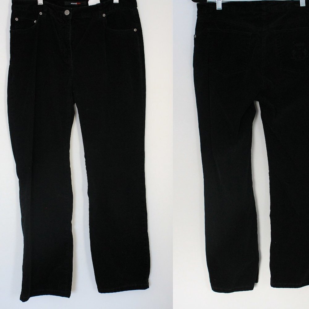 Black velvet pants for women, SOUNDONE straight leg loose fit, Cotton